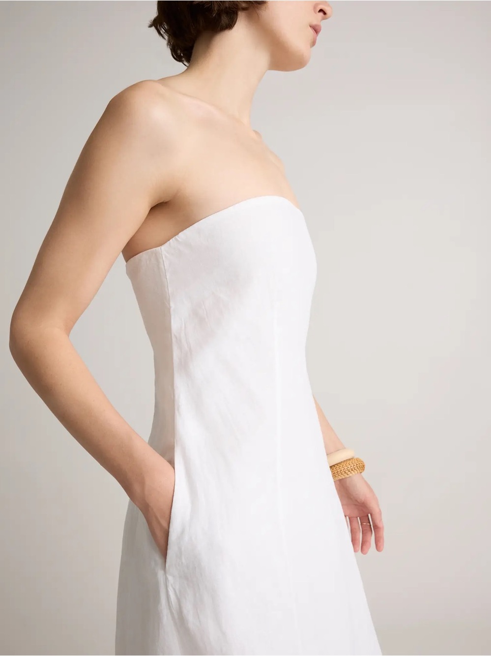 NWT Quince 100% European Linen Strapless Maxi Dress in White Sz S - Picture 3 of 15